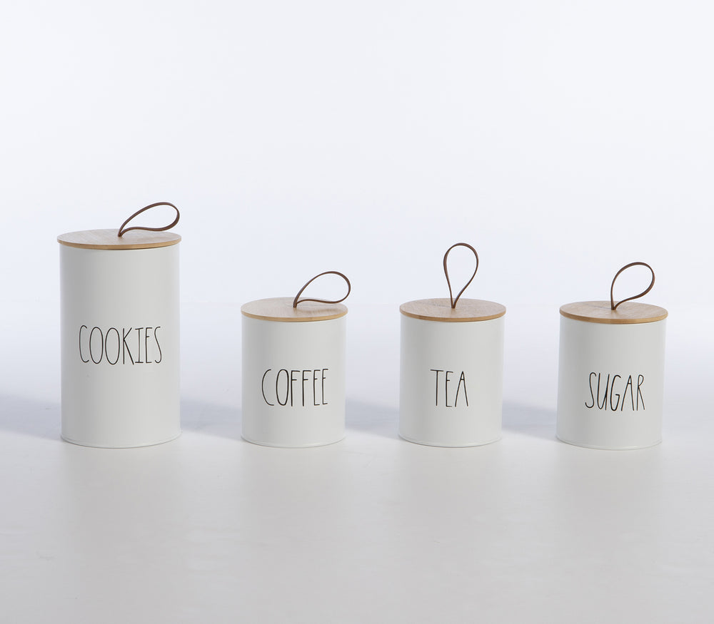Δοχείο Μεταλλικό Λευκο για Ζάχαρη "Sugar" Nef-Nef Homeware 10,4X10,4X13