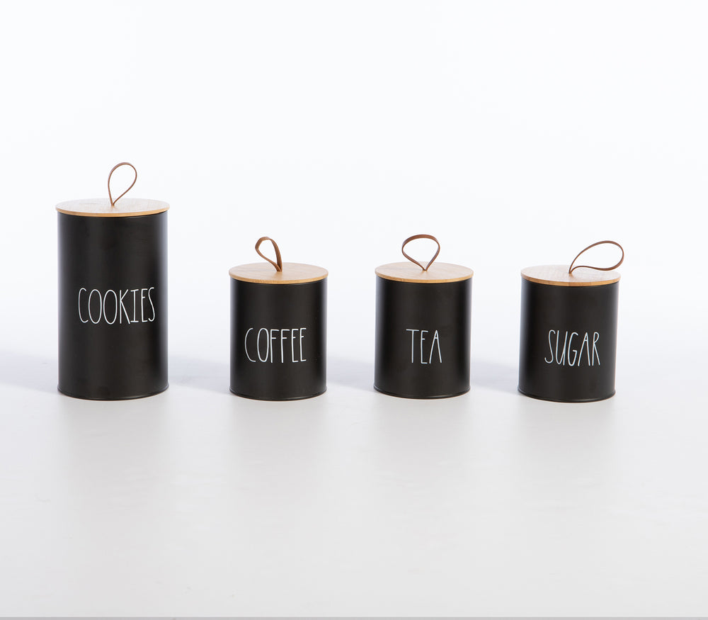 Δοχείο Μεταλλικό Μαύρο για Ζάχαρη "Sugar" Nef-Nef Homeware 10,4X10,4X13