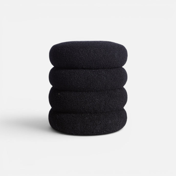 Σκαμπό Μπουκλέ Μαύρο Πολυεστερικό Stool 35X40 Nef-Nef Homeware