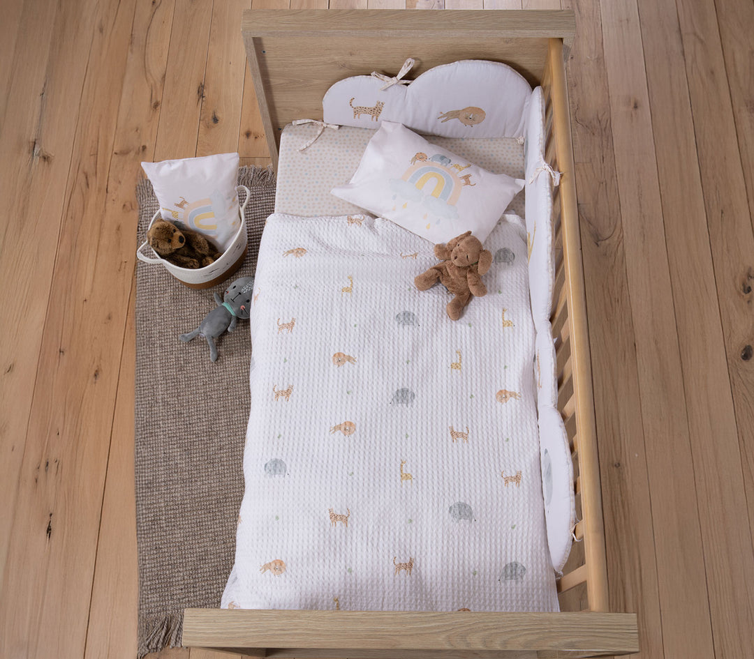 Βρεφική Κουβέρτα Πικέ Αγκαλιάς Εκρού Jungle In Motion 80X110cm Nef-Nef Homeware