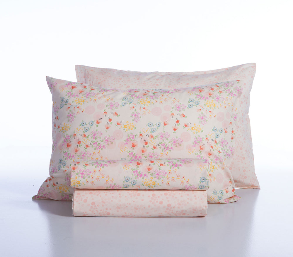 Σετ Παιδικά Σεντόνια Ροζ Blossom Day 170X260cm Nef-Nef Homeware