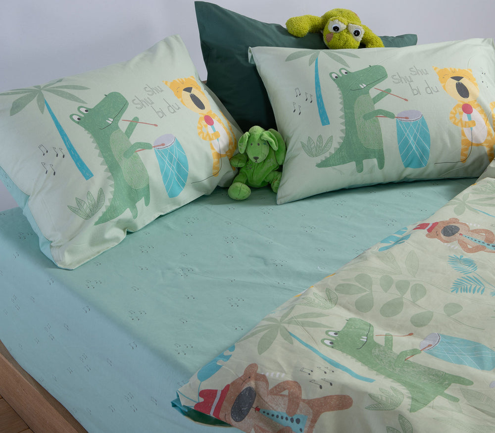 Σετ Παιδικά Σεντόνια Πράσινο Jungle Music 170X260cm Nef-Nef Homeware