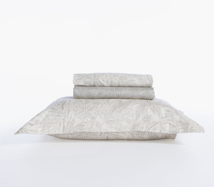 Σετ Σεντόνια Υπέρδιπλα Βαμβακοσατέν Εκρού-Γκρι Tundra 240X270 Nef-Nef Homeware