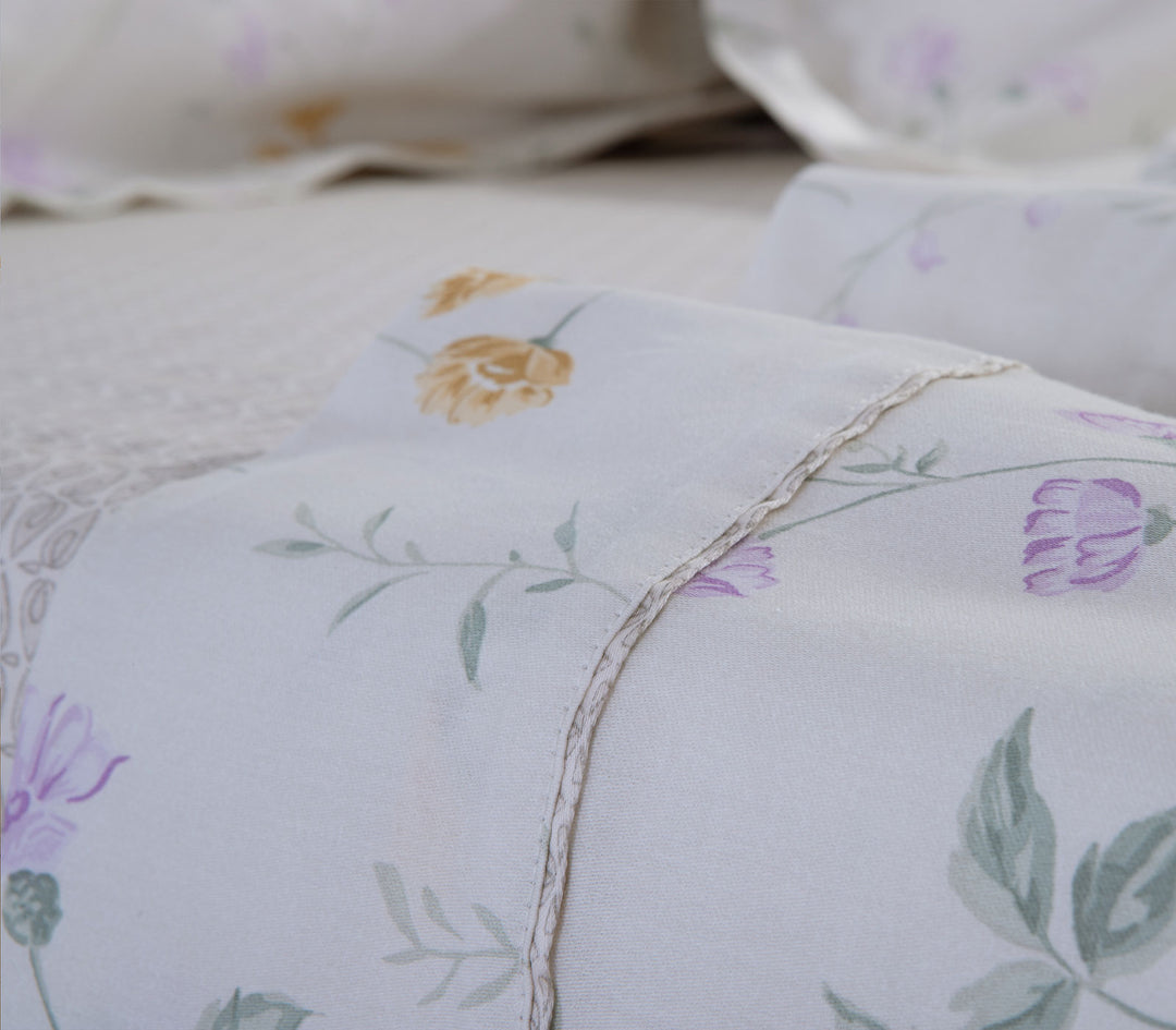 Σετ Σεντόνια Υπέρδιπλα Βαμβακοσατέν Εκρού Rozaria 240X270 Nef-Nef Homeware