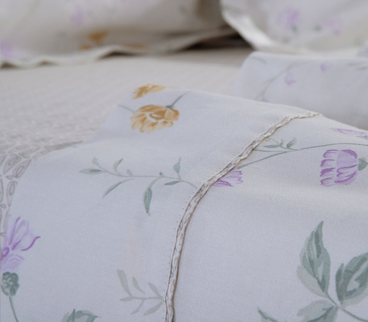 Σετ Σεντόνια Υπέρδιπλα Βαμβακοσατέν Εκρού Rozaria 240X270 Nef-Nef Homeware