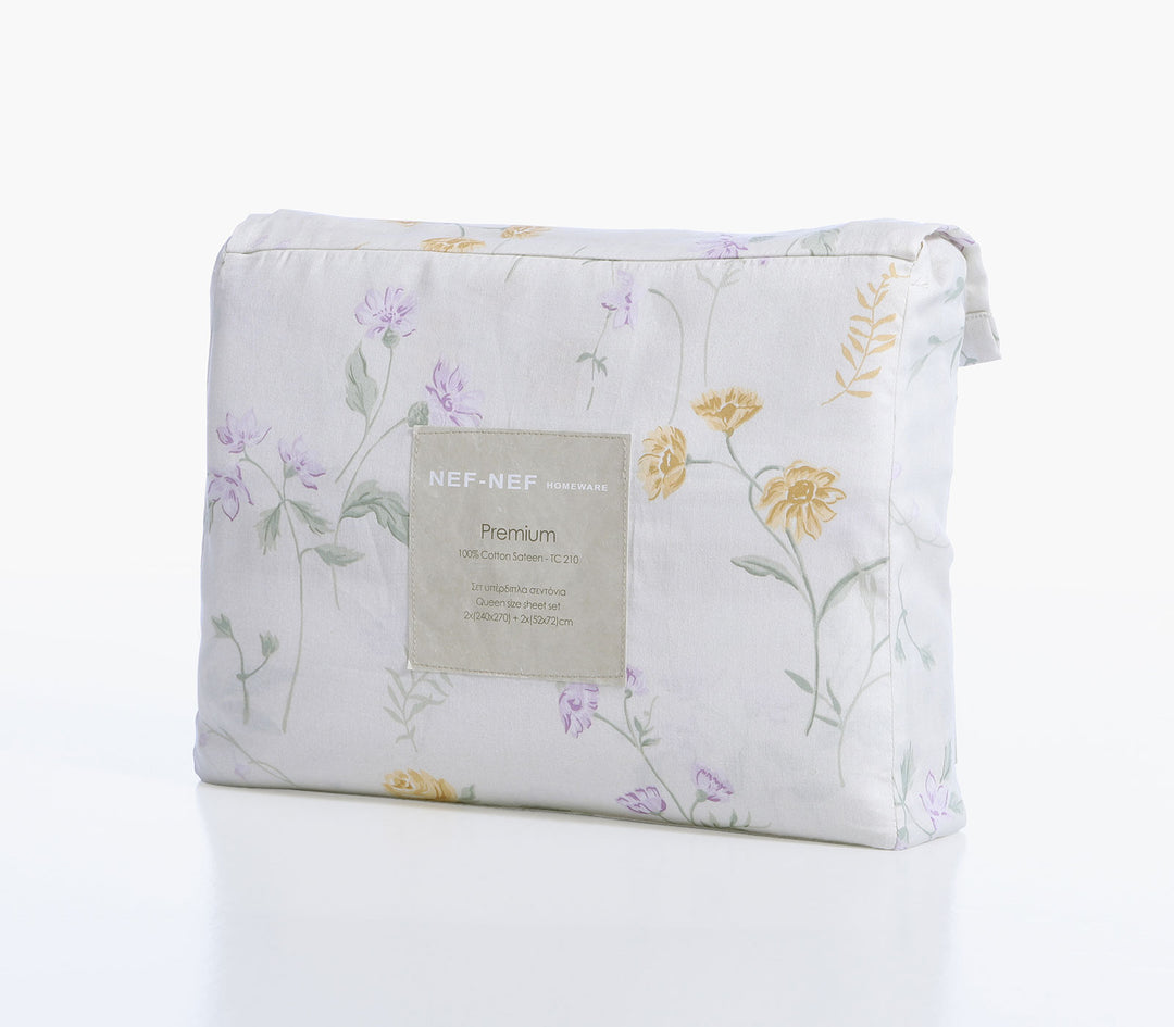 Σετ Σεντόνια Υπέρδιπλα Βαμβακοσατέν Εκρού Rozaria 240X270 Nef-Nef Homeware