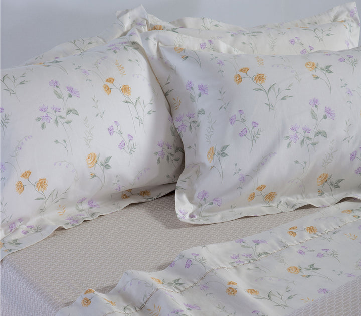 Σετ Σεντόνια King Size Βαμβακοσατέν Εκρού Rozaria 280X270 Nef-Nef Homeware