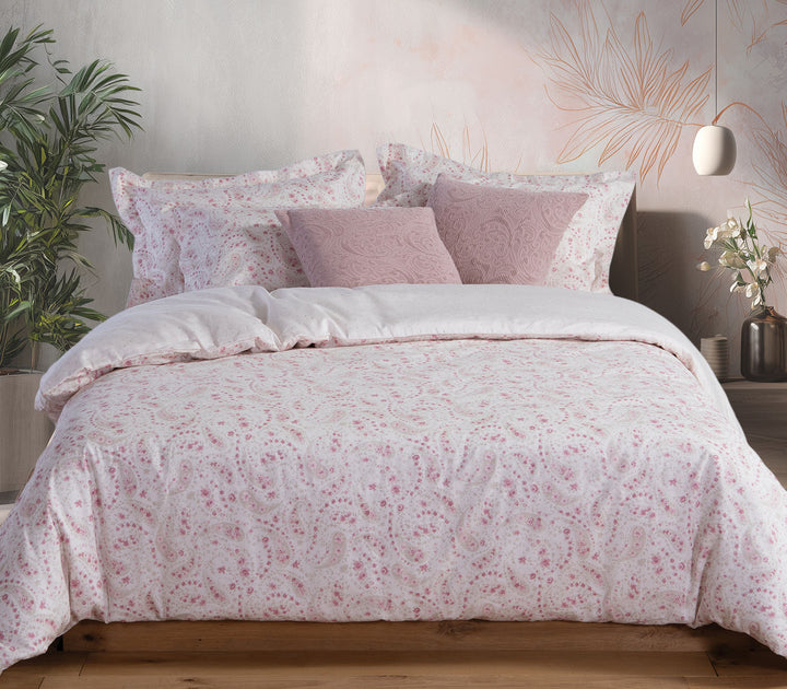 Σετ Σεντόνια King Size Βαμβακοσατέν Εκρού-Ροζ Mirelle 280X270 Nef-Nef Homeware
