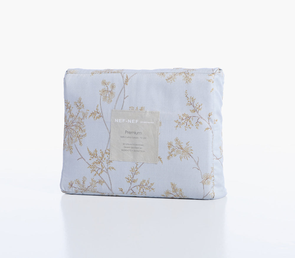 Σετ Σεντόνια Υπέρδιπλα Βαμβακοσατέν Μπλε Ανοιχτό Foxy 240X270 Nef-Nef Homeware