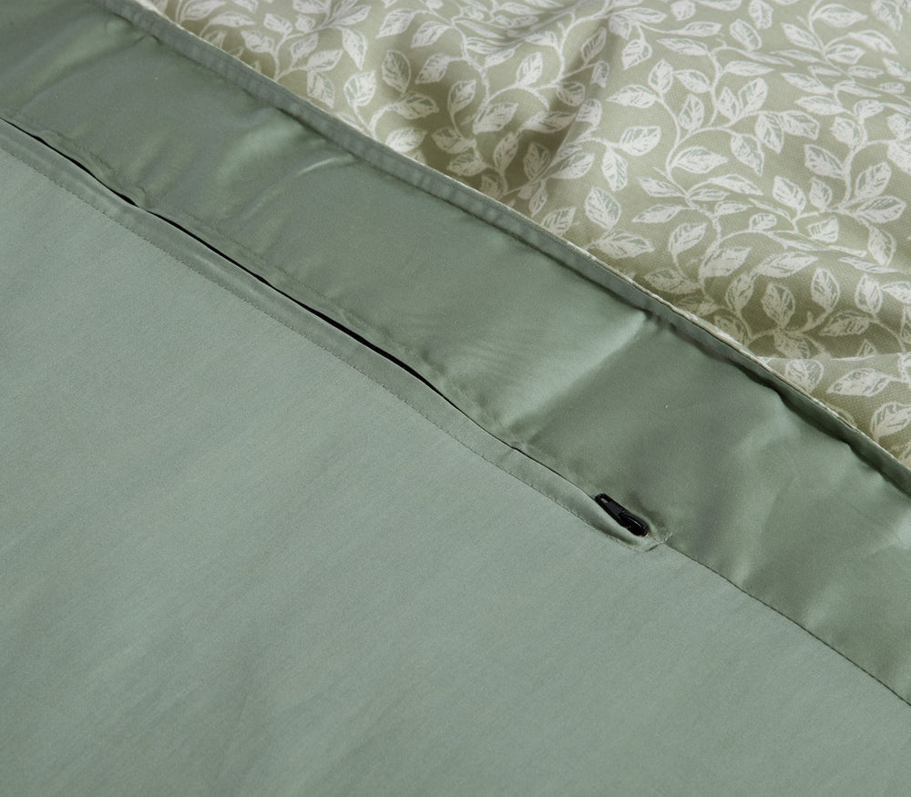 Σετ Παπλωματοθήκη Υπέρδιπλη Πράσινη Βαμβακερή-Σατέν Calming 240Χ230 Nef-Nef Homeware