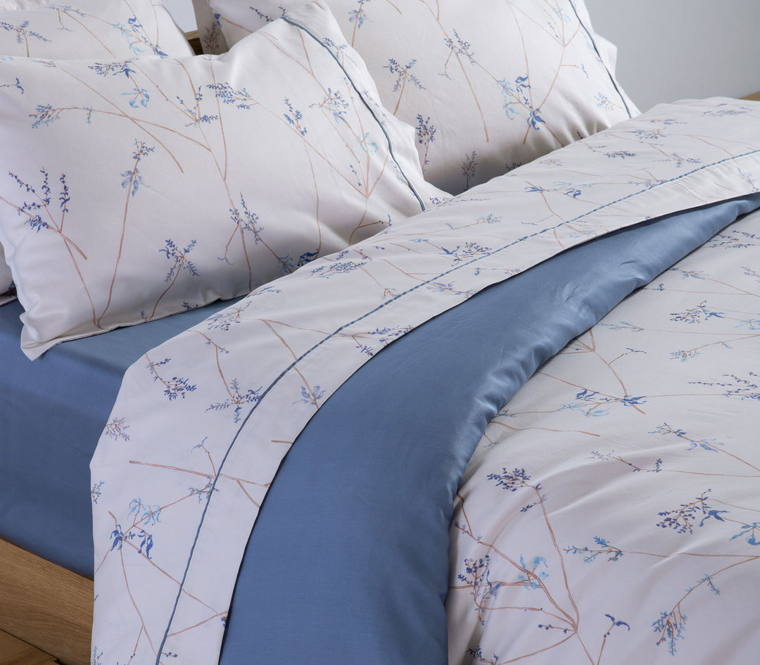 Σετ Σεντόνια Υπέρδιπλα Βαμβακοσατέν Λευκό-Μπλε Desirous 240X270 Nef-Nef Homeware