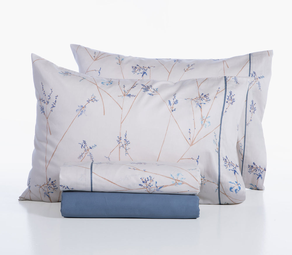 Σετ Σεντόνια Υπέρδιπλα Βαμβακοσατέν Λευκό-Μπλε Desirous 240X270 Nef-Nef Homeware