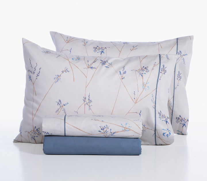 Σετ Σεντόνια Υπέρδιπλα Βαμβακοσατέν Λευκό-Μπλε Desirous 240X270 Nef-Nef Homeware