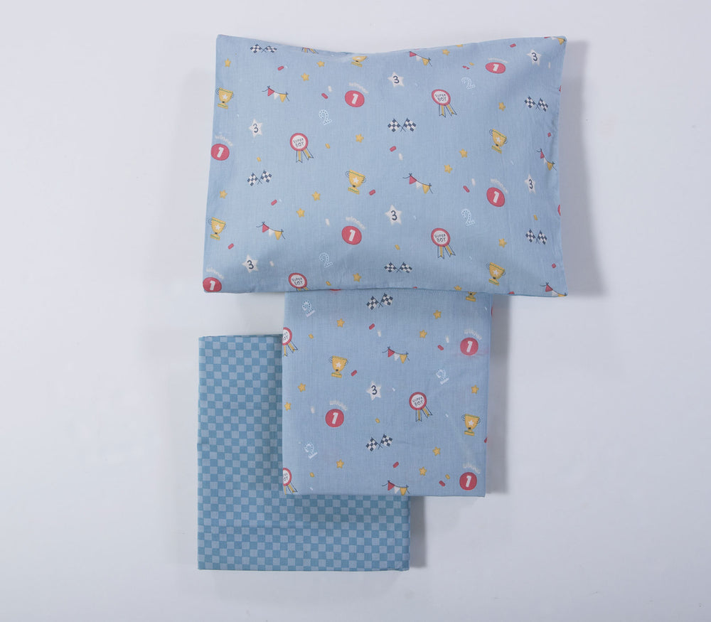 Σετ Βρεφικά Σεντόνια Κούνιας Μπλε 3τμχ Super Boy Nef-Nef Homeware