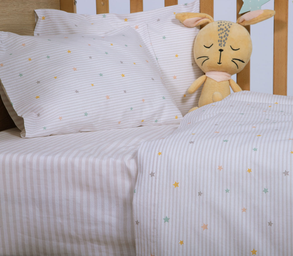 Σετ Βρεφικά Σεντόνια Κούνιας Εκρού 3τμχ Happy Nef-Nef Homeware