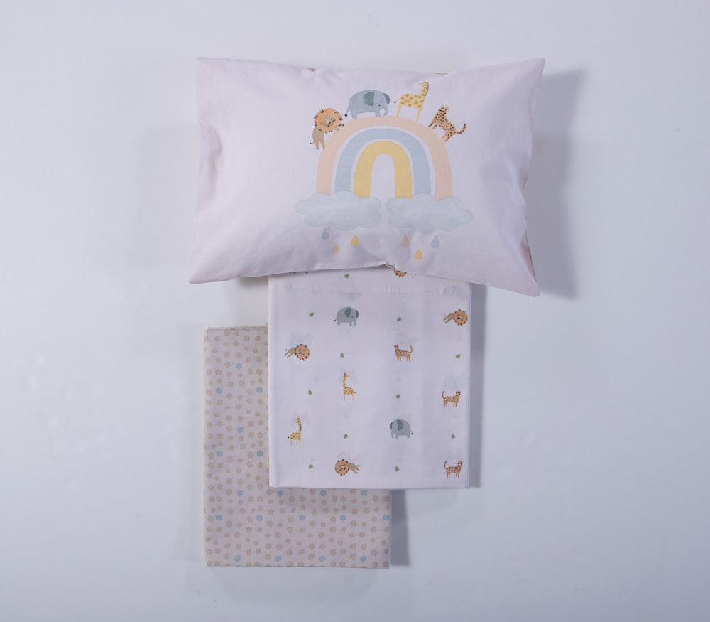 Σετ Βρεφικά Σεντόνια Κούνιας Εκρού 3τμχ Jungle In Motion Nef-Nef Homeware