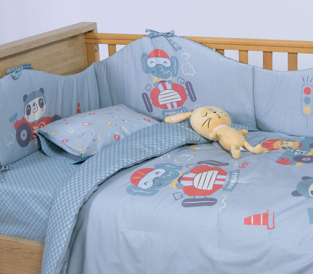 Βρεφικό Κουβερλί Κούνιας Μπλε Super Boy 110Χ140cm Nef-Nef Homeware