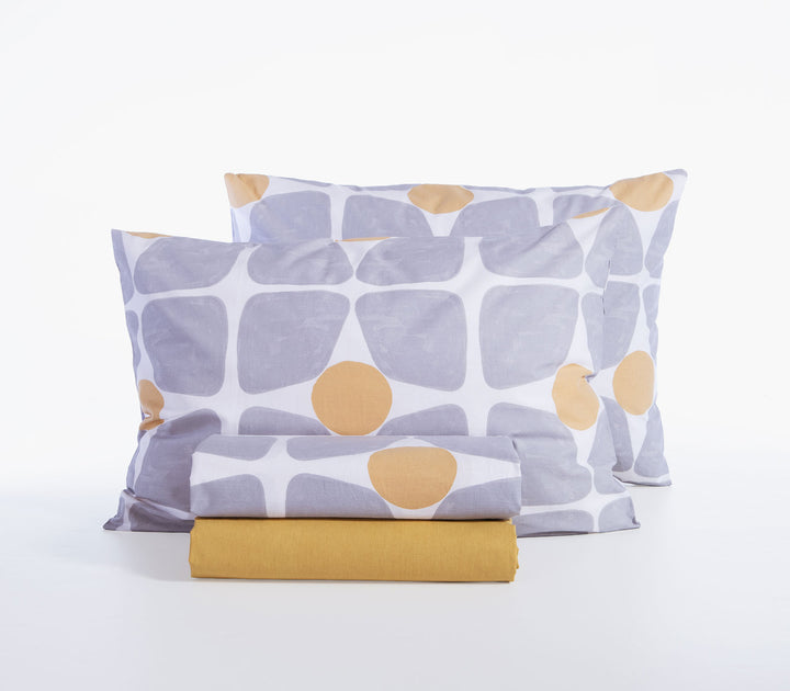 Σετ Σεντόνια Υπέρδιπλα Βαμβακερά Κίτρινο-Γκρι Casual Coreo 240Χ270 Nef-Nef Homeware