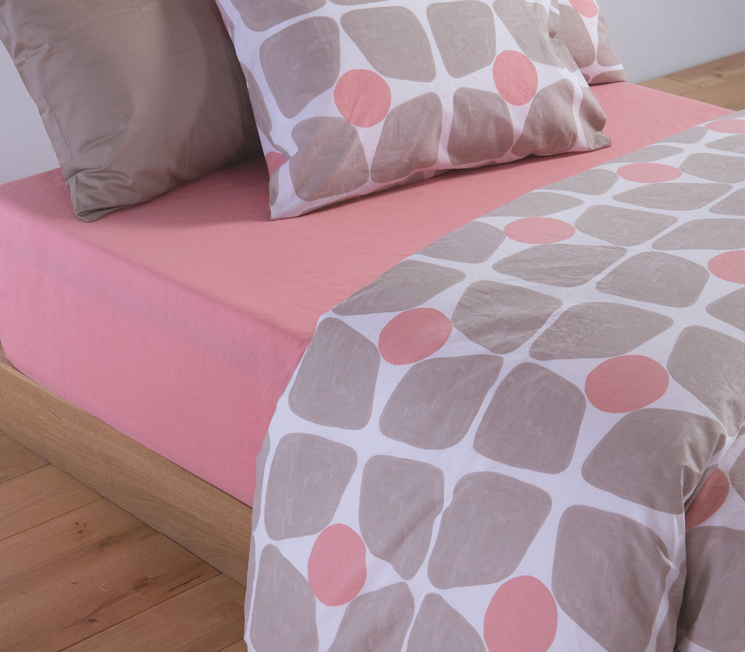 Σετ Σεντόνια Υπέρδιπλα Βαμβακερά Μπεζ-Κοραλί Casual Coreo 240Χ270 Nef-Nef Homeware