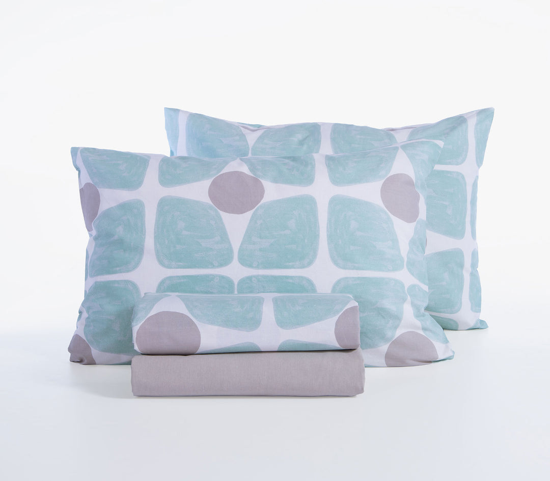 Σετ Σεντόνια Υπέρδιπλα Βαμβακερά Τιρκουάζ-Γκρι Casual Coreo 240Χ270 Nef-Nef Homeware