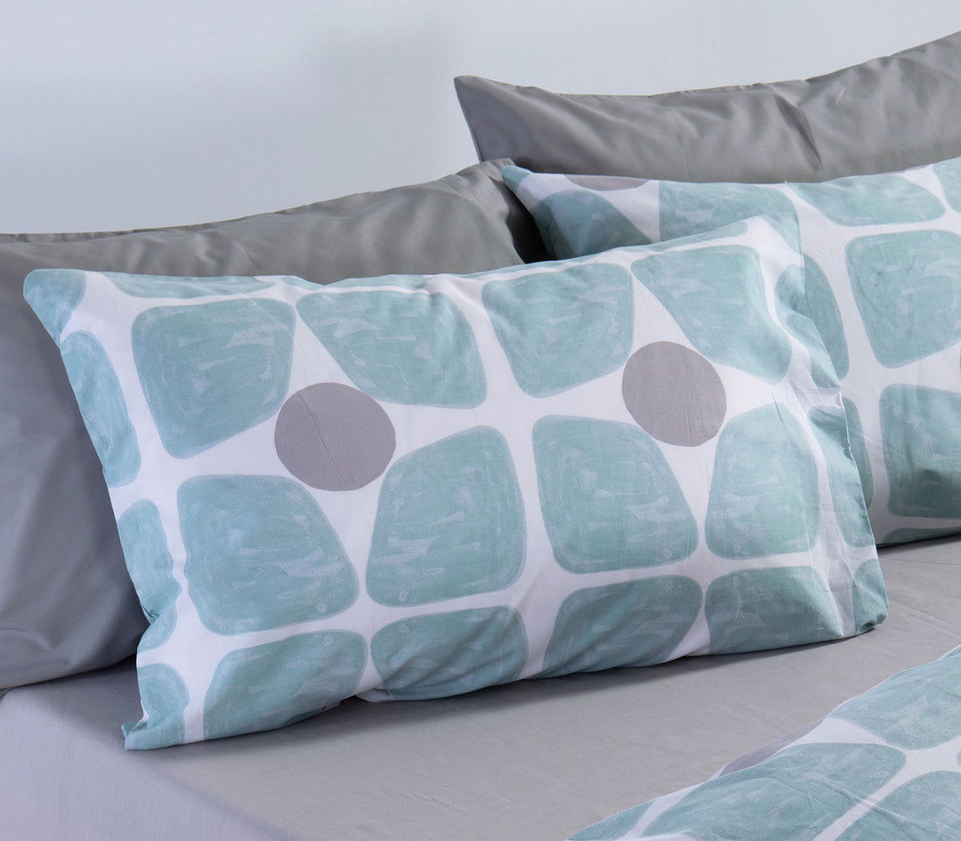 Μαξιλαροθήκη Ύπνου Βαμβακερή Τιρκουάζ-Γκρι Casual Coreo 52X72 Nef-Nef Homeware