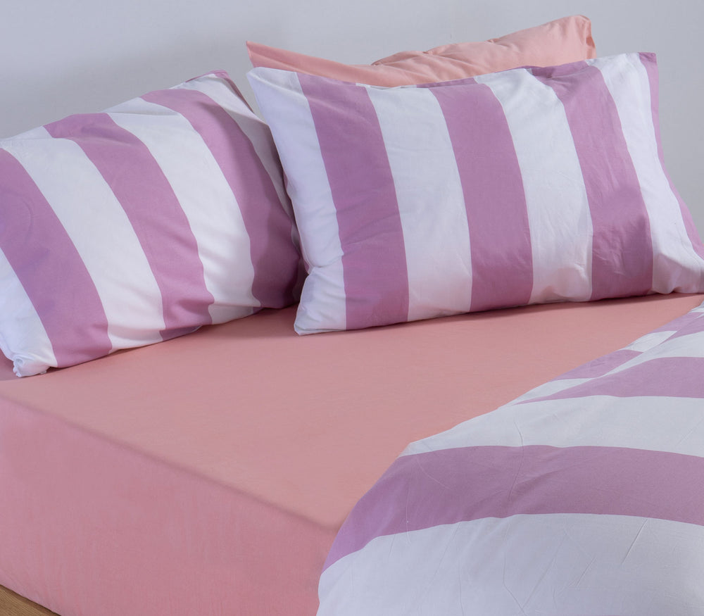 Σετ Σεντόνια Μονά Βαμβακερά Μωβ-Λευκό Casual Vertia 170Χ270 Nef-Nef Homeware