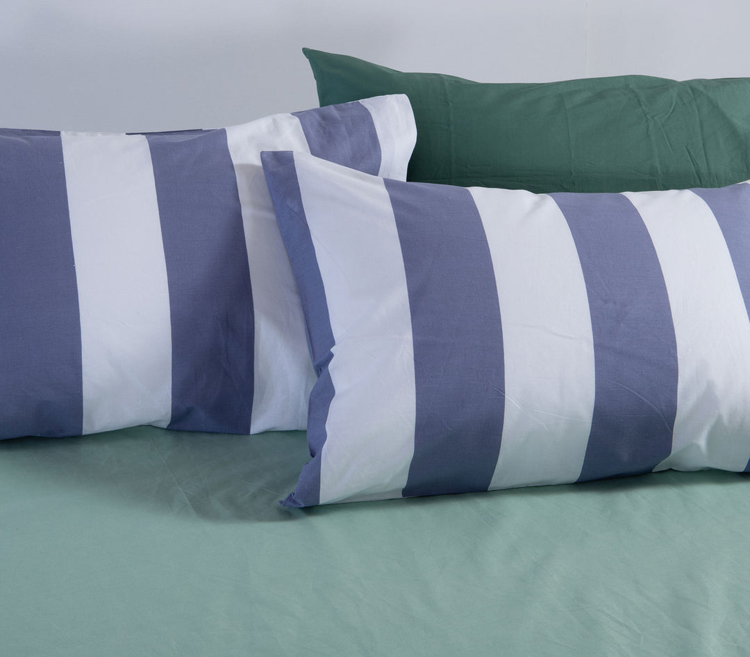 Μαξιλαροθήκη Ύπνου Βαμβακερή Μπλε-Λευκή Διπλής Όψης Casual Vertia 52X72 Nef-Nef Homeware