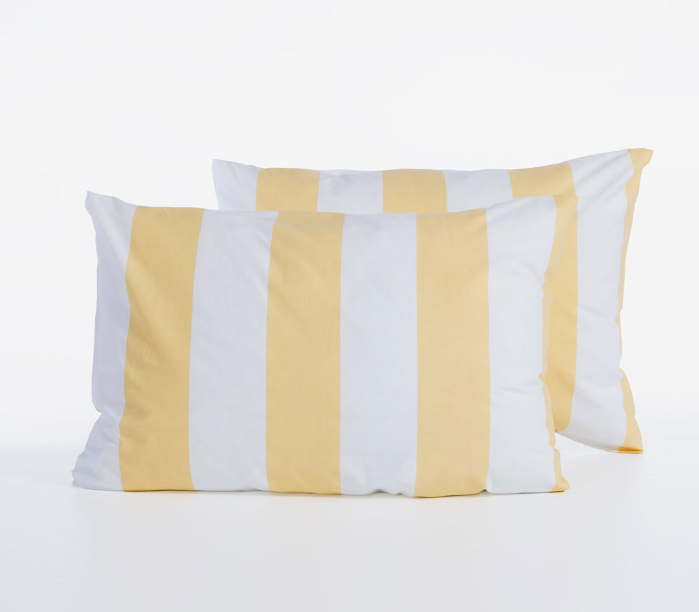 Μαξιλαροθήκη Ύπνου Βαμβακερή Κίτρινη-Λευκή Διπλής Όψης Casual Vertia 52X72 Nef-Nef Homeware