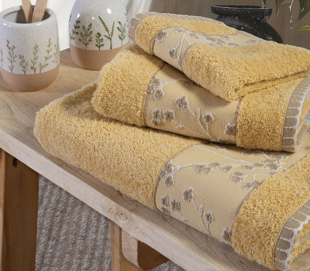 Σετ Πετσέτες 3 Τεμαχίων Κίτρινο Βαμβακερό Floriva Nef-Nef Homeware