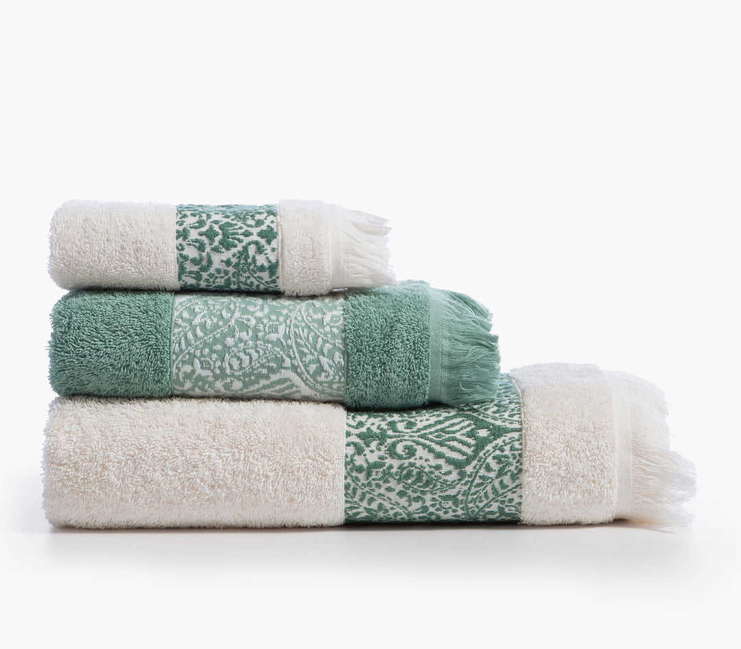 Σετ Πετσέτες 3 Τεμαχίων Εκρού/Πράσινο Βαμβακερό Jetrix Nef-Nef Homeware