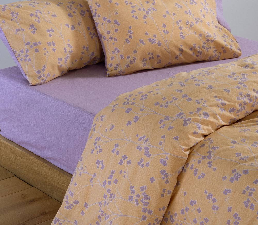 Σετ Σεντόνια Διπλά Βαμβακερά Κίτρινο Floriva 200Χ270 Nef-Nef Homeware