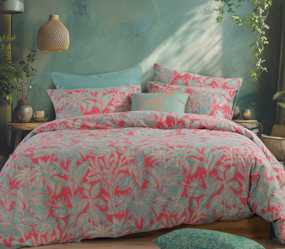 Σετ Σεντόνια Υπέρδιπλα Βαμβακερά Πράσινο-Κοραλί Charisma 240Χ270 Nef-Nef Homeware