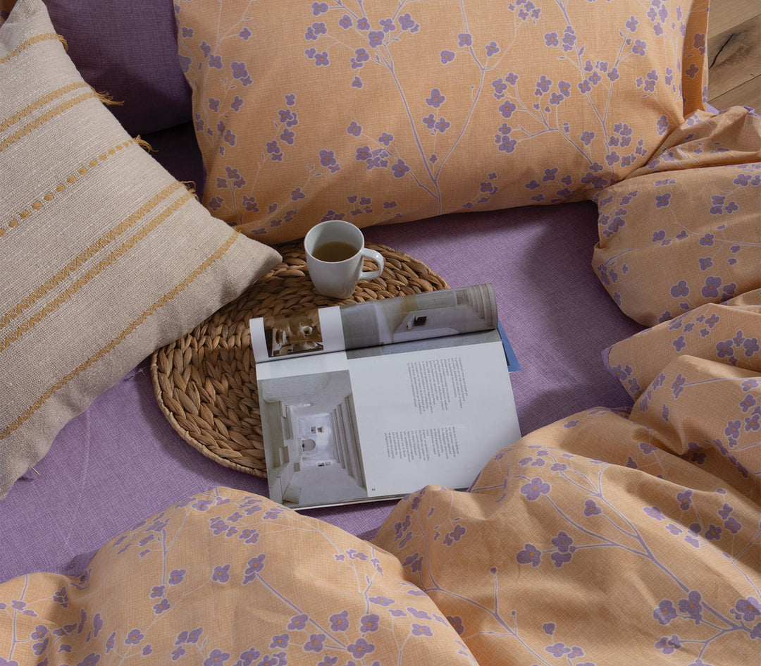 Σετ Σεντόνια Υπέρδιπλα Βαμβακερά Κίτρινο Floriva 240Χ270 Nef-Nef Homeware