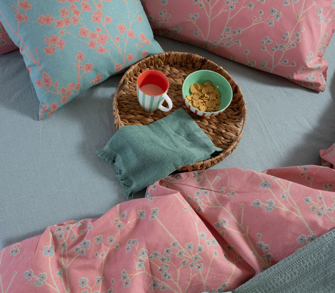 Σετ Σεντόνια Υπέρδιπλα Βαμβακερά Κοραλί Floriva 240Χ270 Nef-Nef Homeware