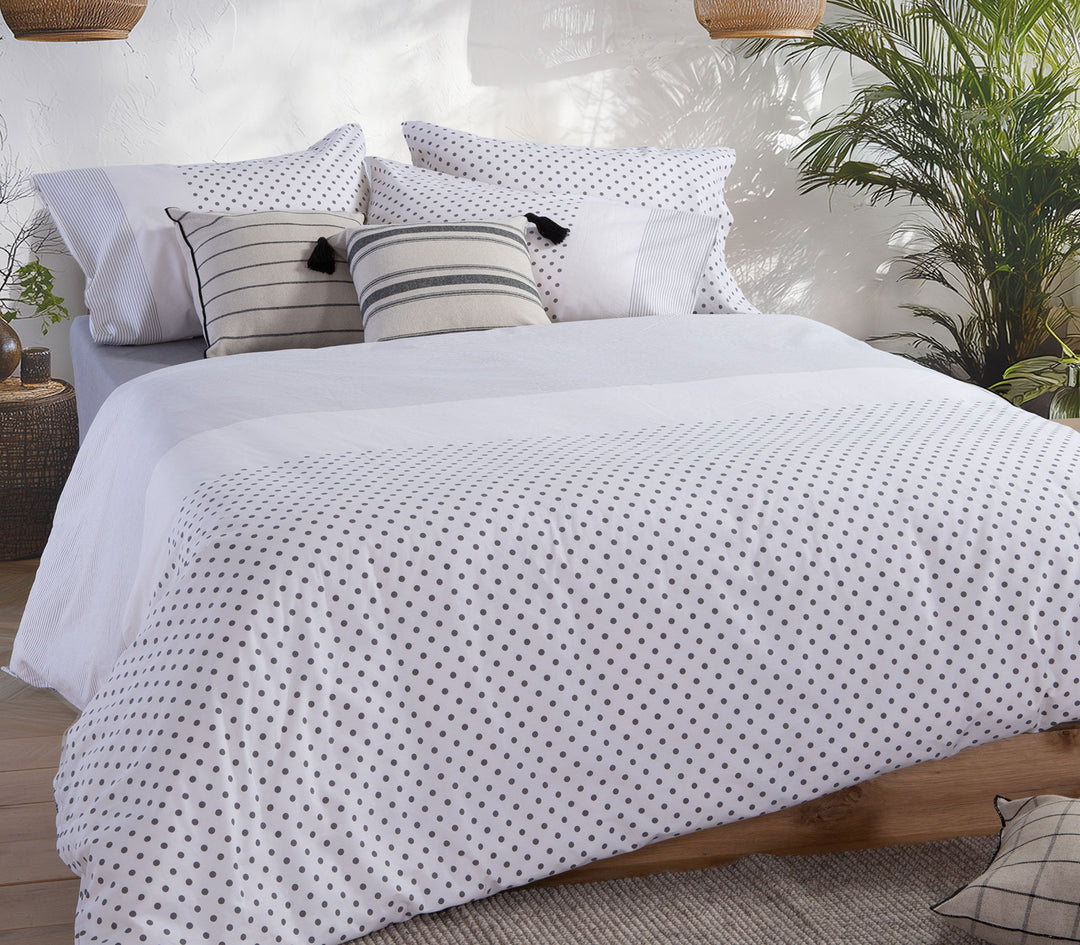 Σετ Σεντόνια Υπέρδιπλα Βαμβακερά Εκρού-Γκρι Με Λάστιχο Donter 160Χ200+35 Nef-Nef Homeware