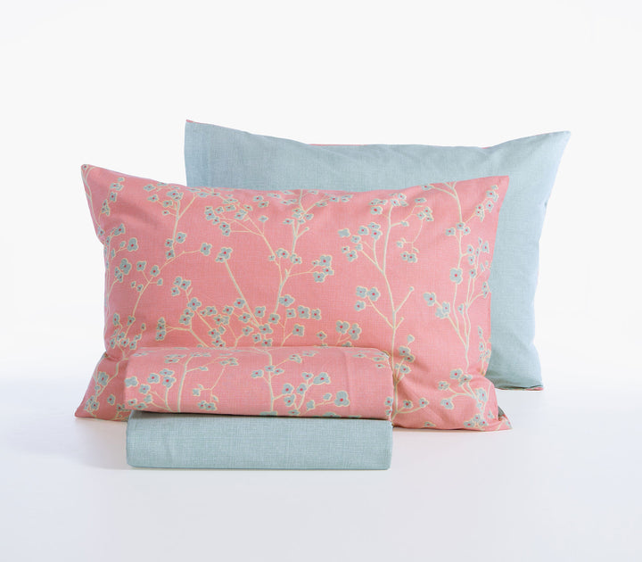 Σετ Σεντόνια Υπέρδιπλα Βαμβακερά Κοραλί Με Λάστιχο Floriva 160Χ200+35 Nef-Nef Homeware