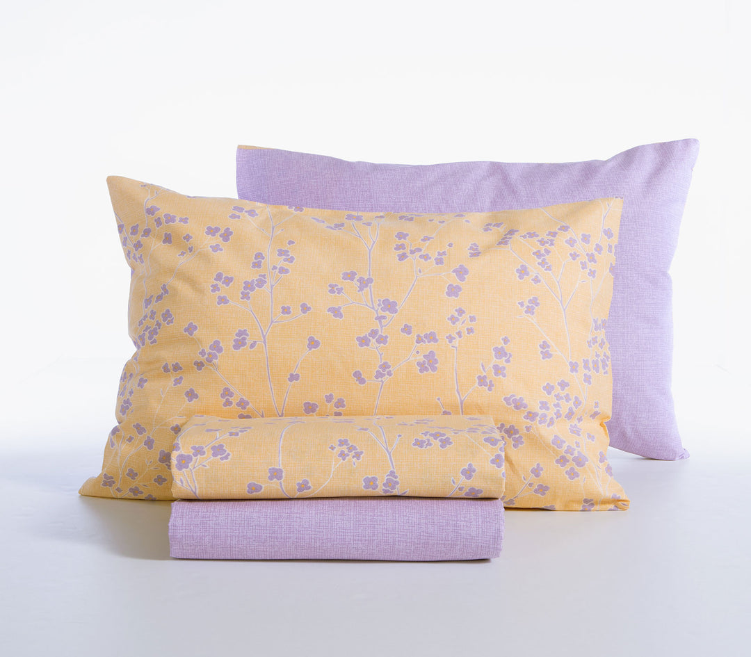 Σετ Σεντόνια Υπέρδιπλα Βαμβακερά Κίτρινο Με Λάστιχο Floriva 160Χ200+35 Nef-Nef Homeware