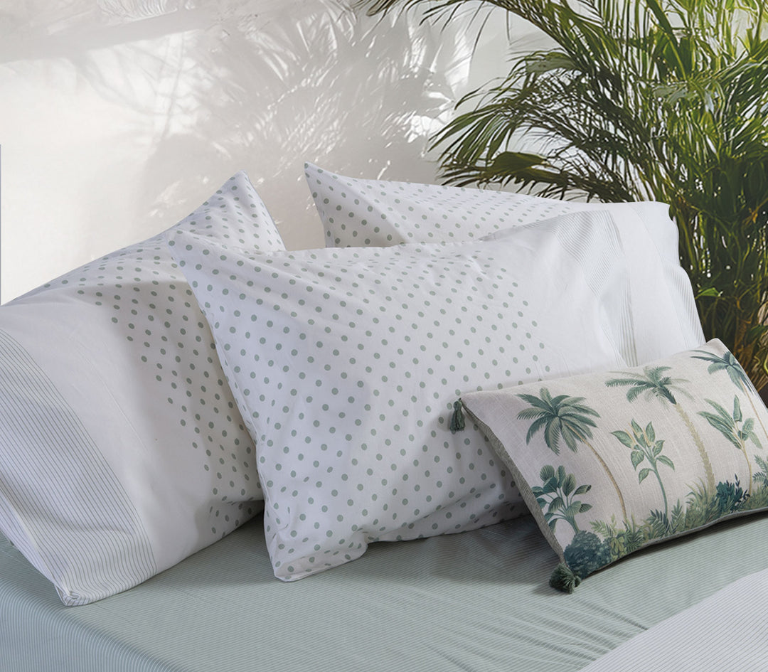 Μαξιλαροθήκη Ύπνου Βαμβακερή Εκρού/Πράσινη Πουά Donter 52X72 Nef-Nef Homeware