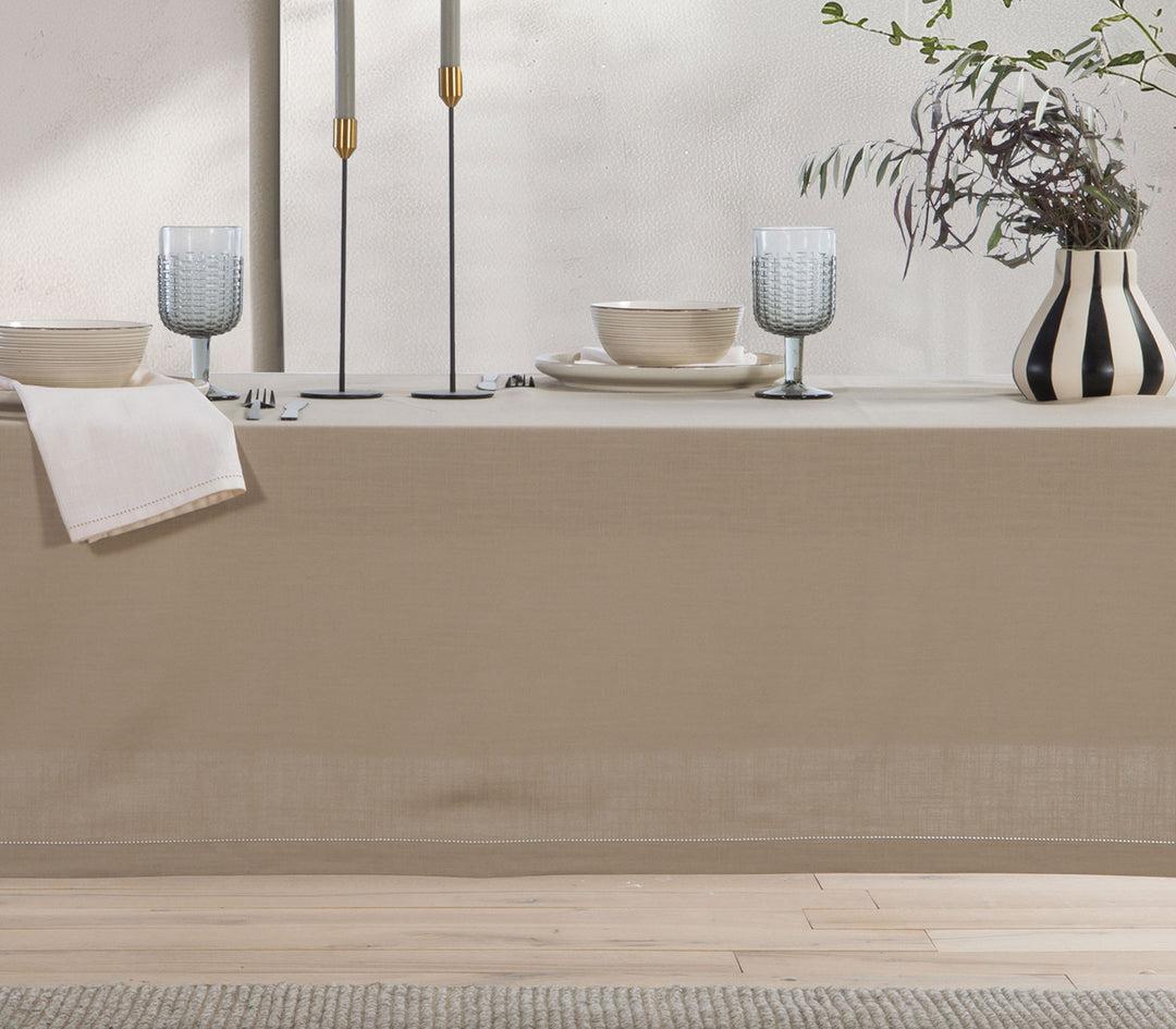 Τραπεζομάντηλο Ροτόντα Μονόχρωμο Μπεζ Βαμβακερό Steady D.180cm Nef-Nef Homeware