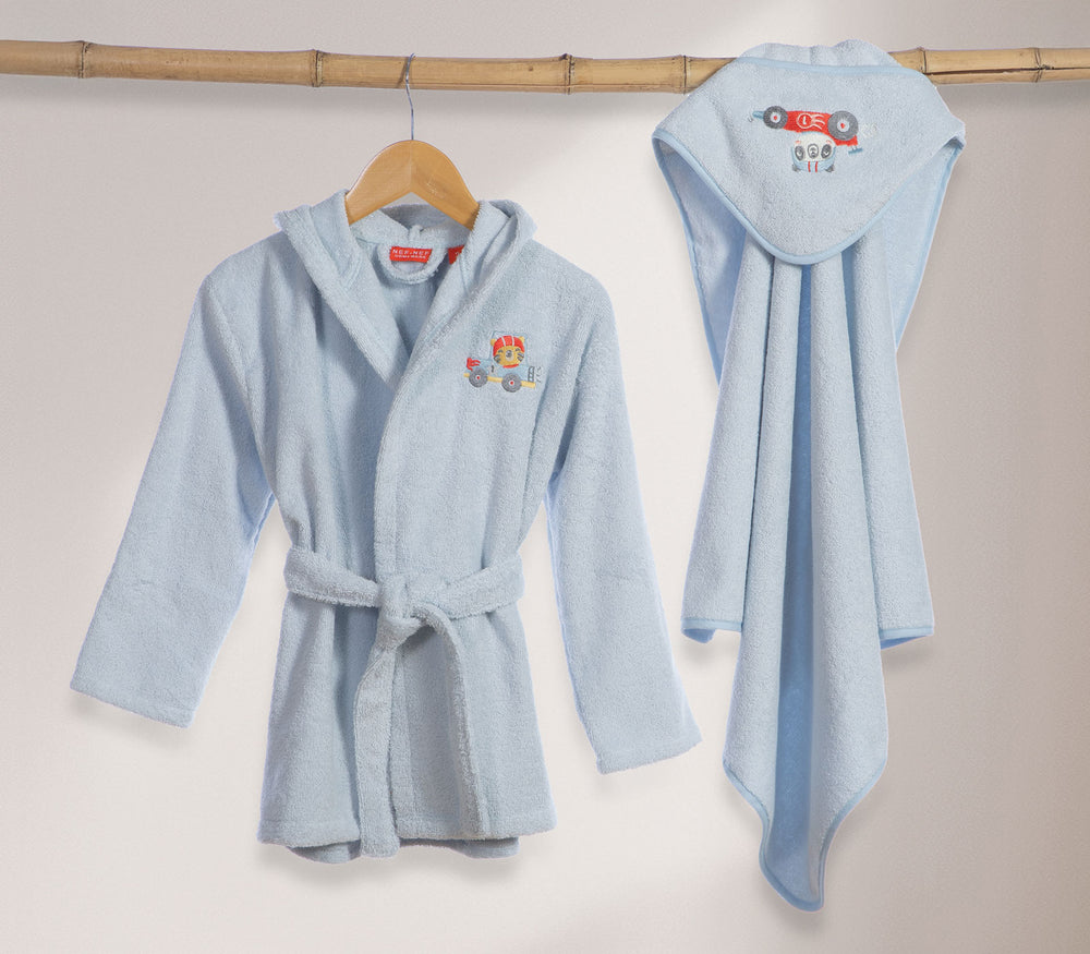 Βρεφικό Μπουρνούζι Βαμβακερό Γαλάζιο Super Boy Nef-Nef Homeware