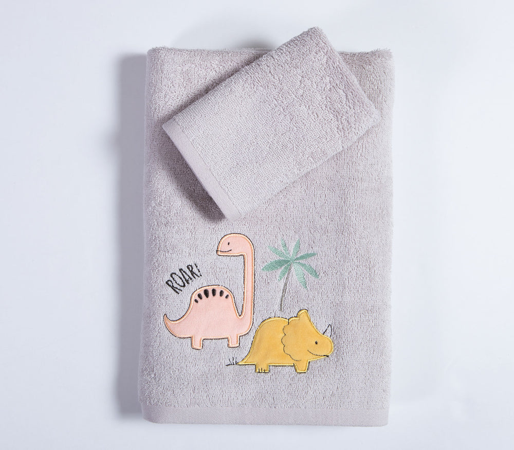 Σετ Παιδικές Πετσέτες Γκρι Dinosaur Art 2τμχ Nef-Nef Homeware