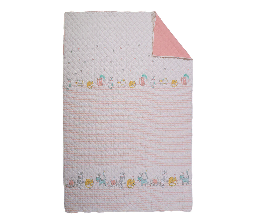 Παιδικό Κουβερλί Εκρού/Ροζ Μονό Cat Life 180X240cm Nef-Nef Homeware
