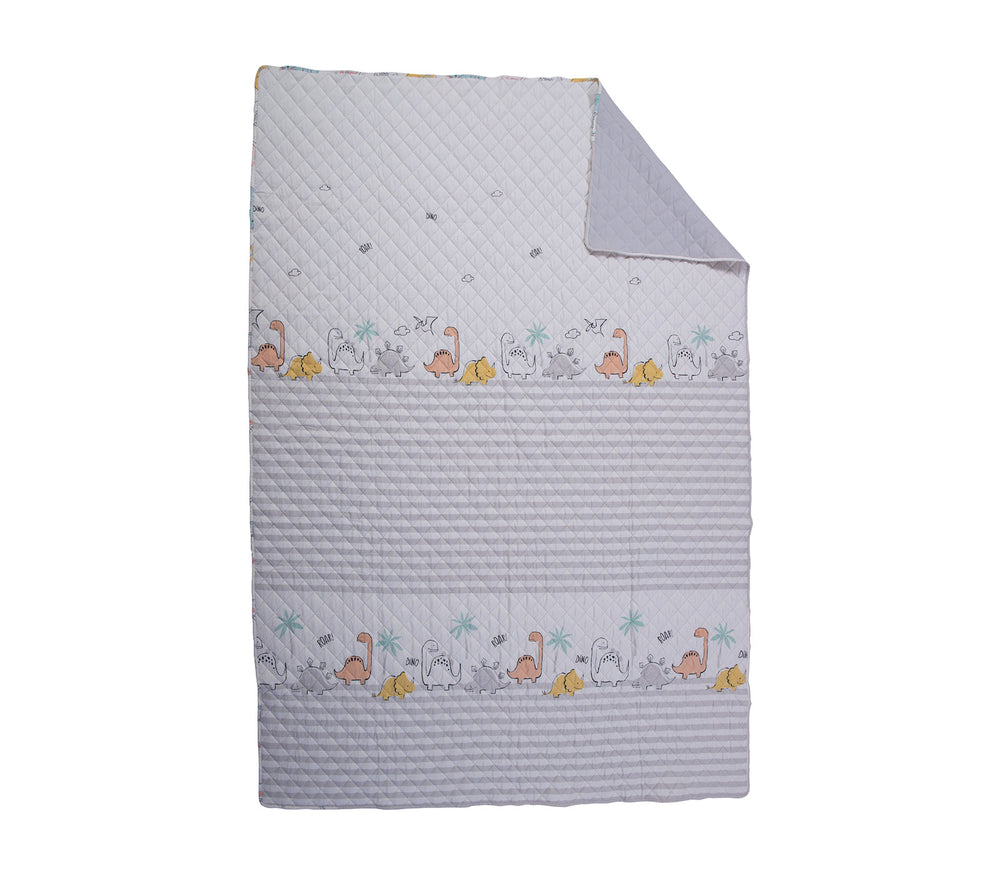 Παιδικό Κουβερλί Εκρού/Γκρι Μονό Dinosaur Art 180X240cm Nef-Nef Homeware