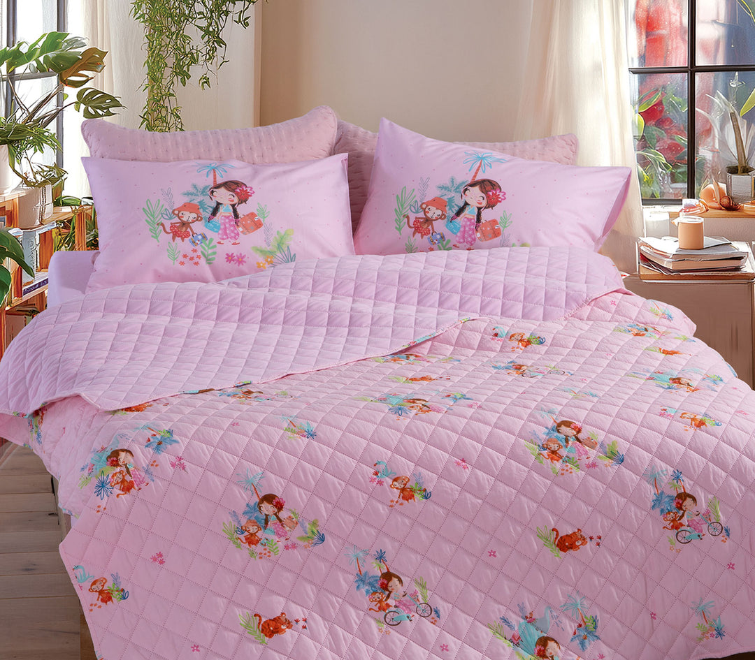 Παιδικό Κουβερλί Ροζ Μονό Welcome To India 180X240cm Nef-Nef Homeware