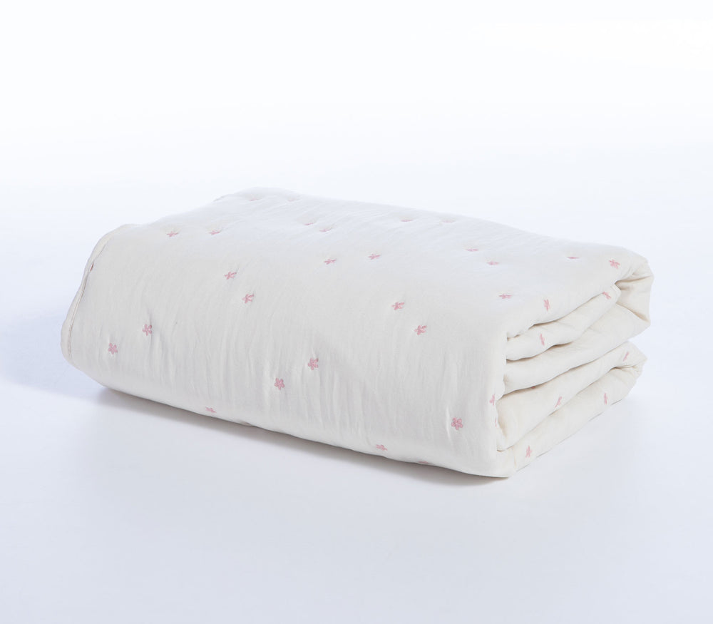 Βρεφικό Κουβερλί Λίκνου Εκρού Special Flower 80X110cm Nef-Nef Homeware