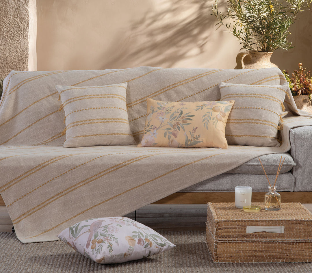 Ριχτάρι Τριθέσιου Καναπέ Μπεζ/Κίτρινο Bleeze 180Χ300cm Nef-Nef Homeware