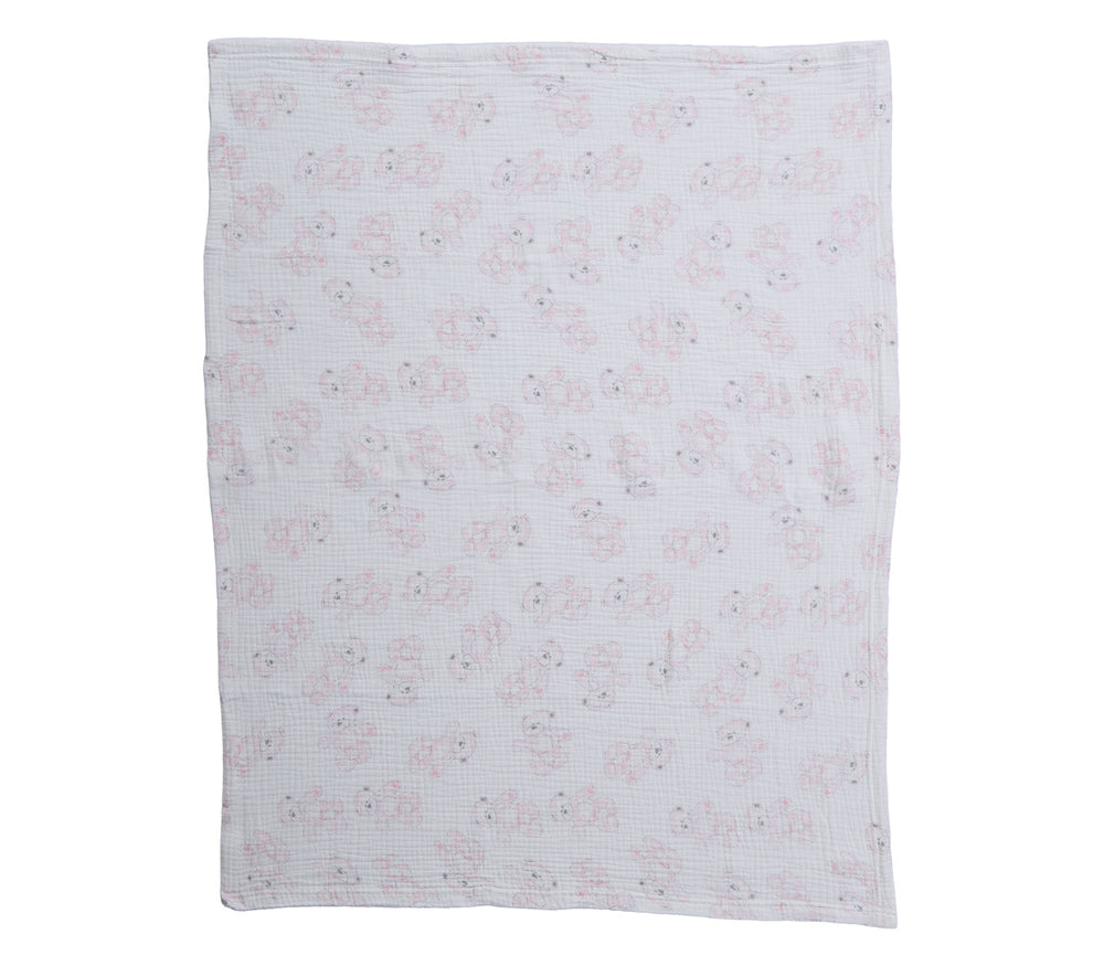 Βρεφική Κουβέρτα Αγκαλιάς Με Αρκουδάκι Ροζ Teddy 75X100cm Nef-Nef Homeware