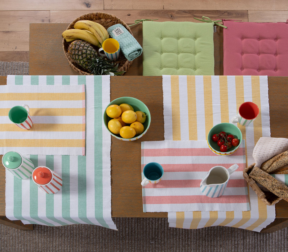 Τραβέρσα Κίτρινη Ριγέ Βαμβακερή Jeremy 45X140cm Nef-Nef Homeware