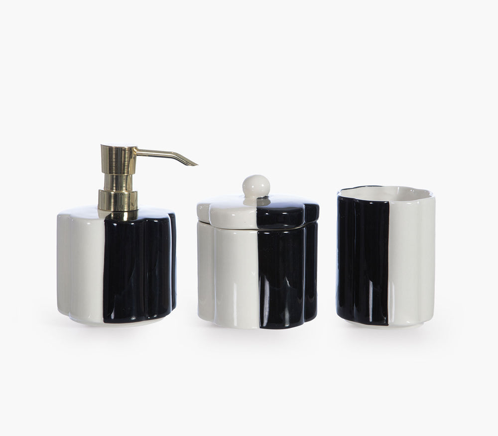 Ποτήρι Μπάνιου Μαύρο/Άσπρο Κεραμικό Domino 7,7X10,4cm Nef-Nef Homeware