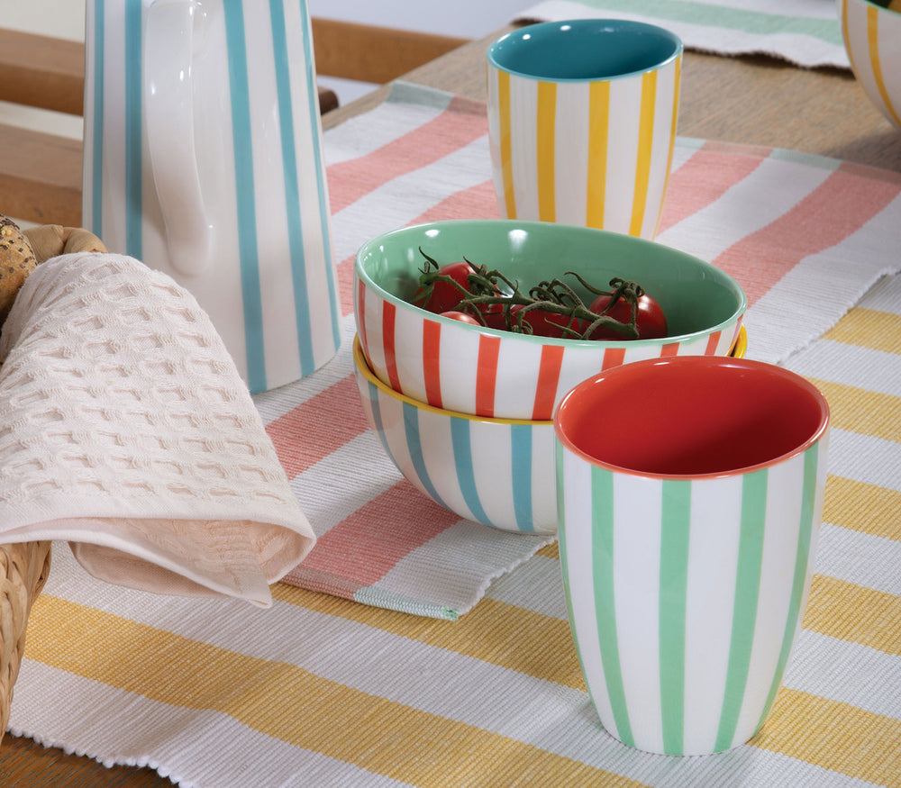 Κούπα Κεραμική Κίτρινη-Λευκή Ριγέ Fantasy Nef-Nef Homeware